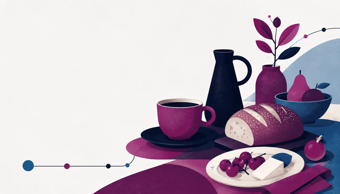 Illustration av mat och fika i Hallunda